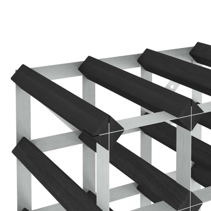 Casier à bouteilles - VIDAXL - Noir - Bois de pin massif - 120 bouteilles - Style campagne