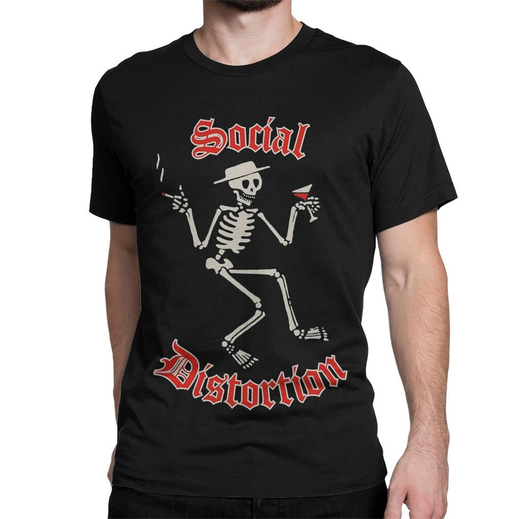 Herren Damen T-Shirt Punk Rock Band 90er Verrücktes Baumwoll T-Shirt Kurzarm Social Distortion T-Shirt Rundhals Kleidung Sommer