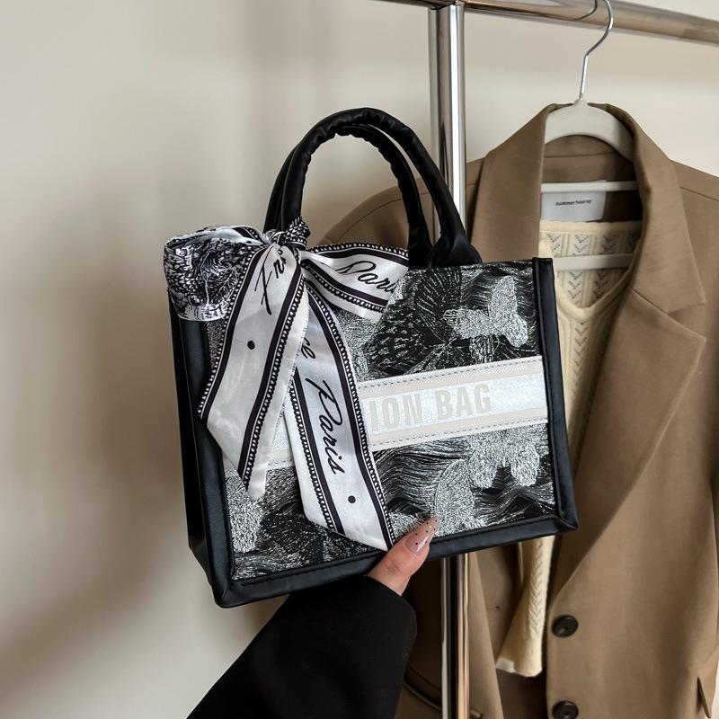 

Сумка-тоут Commuter Letter Handbag большой емкости, новая повседневная и модная универсальная сумка-тоут с бантом и шарфом для переноски в руке