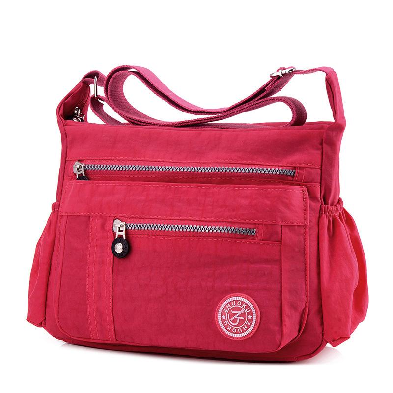 Women Solid Color Water Repellent Nylon Travel Shoulder Bag Crossbody Bags