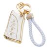 Gold-Rimmed Car Key Set with Diamond Ring Pendant Key Chain