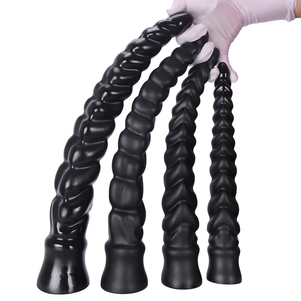 Extra Long Anal Plug with Spiral Texture - Large Ribbed Whip Style Butt Plug for Men & Women, Realistic Dildo Adult Sex Toy
