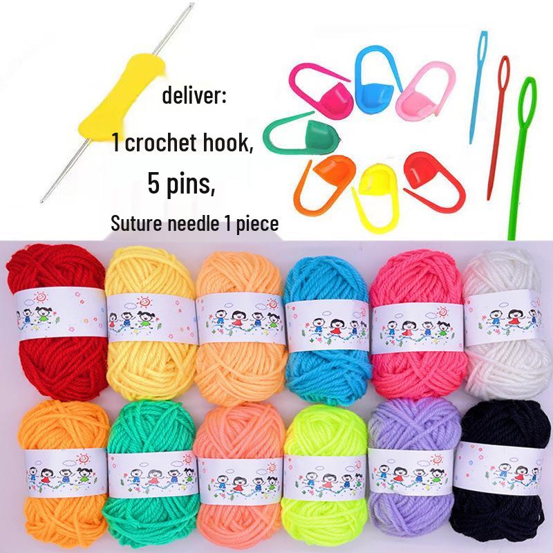 12-Color Children's DIY Yarn Balls for Kindergarten Weaving and Crafts