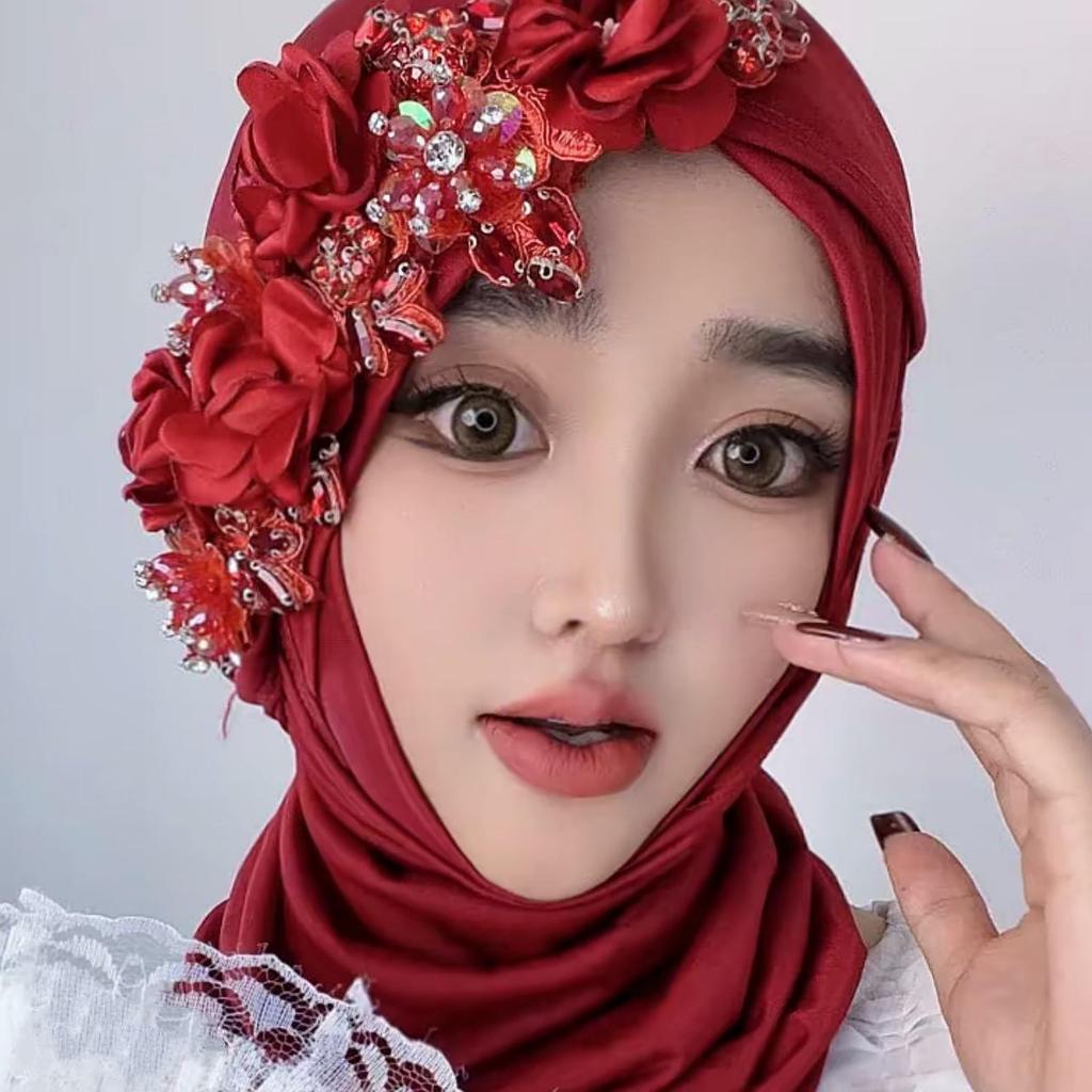 Handgjord hijab i gasväv för kvinnor - Lång överdragssjal & Huvudbonad