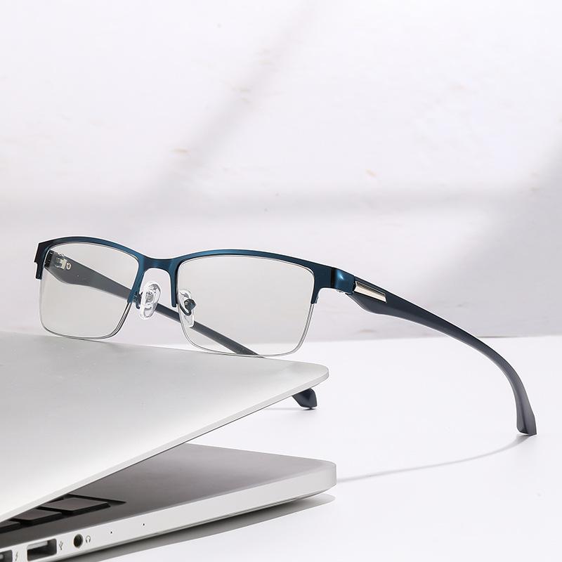 Men's Business Half-frame Myopia Glasses Eyebrow Glasses Frame Anti-blue Light Flat-light Glasses Trendy Glasses 808