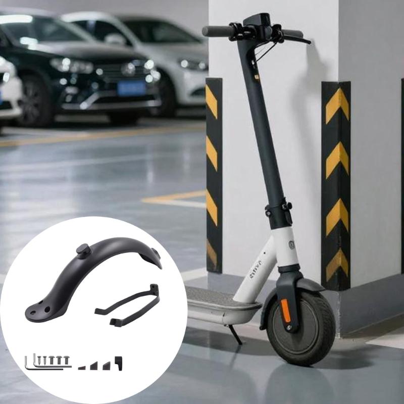 Rear Mudguard Replacement Set for Electric Scooter Daily Commuting Upkeep with ABS Splashes, Support Brackets and Hardware