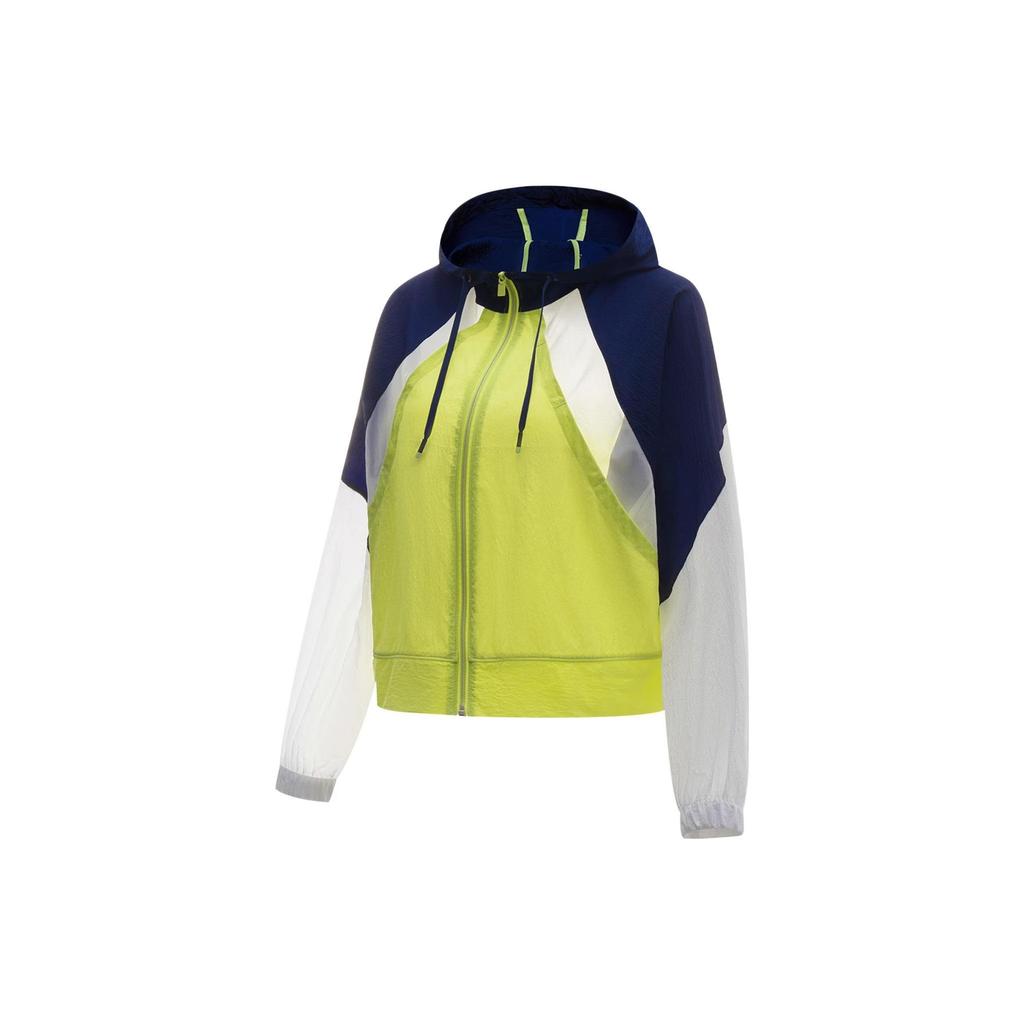 Li Ning Fitness Series Color Block Loose Sports Windbreaker Women Outerwear Apple-Green AFDT304-7