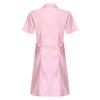 Donna Adulti Ospedale Infermiera Abito Scrub S-XXL - Colletto a Revers Manica Corta Abbottonatura Frontale Tinta Unita Camice da Laboratorio Uniforme