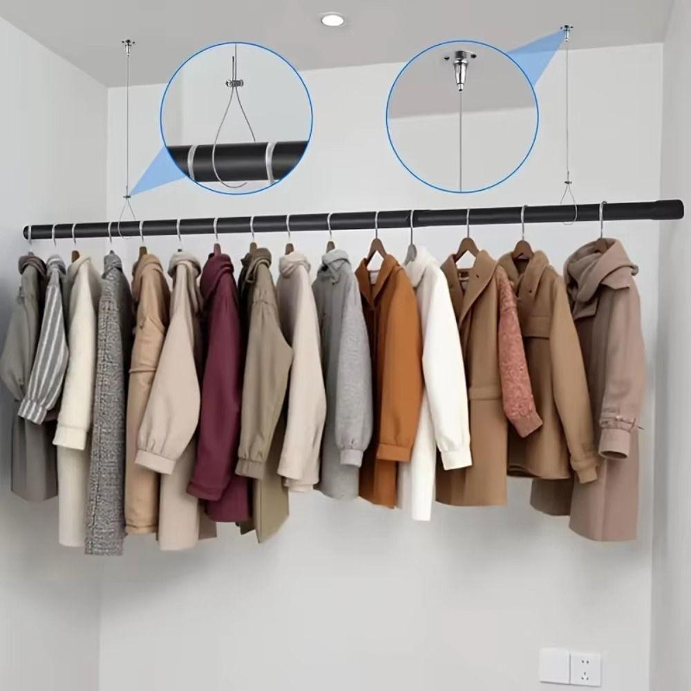 Curved Layouts Steel Wire Rope Adjustable Ceiling Hanging Bracket For Curved/L-Shaped/Curtain Rods