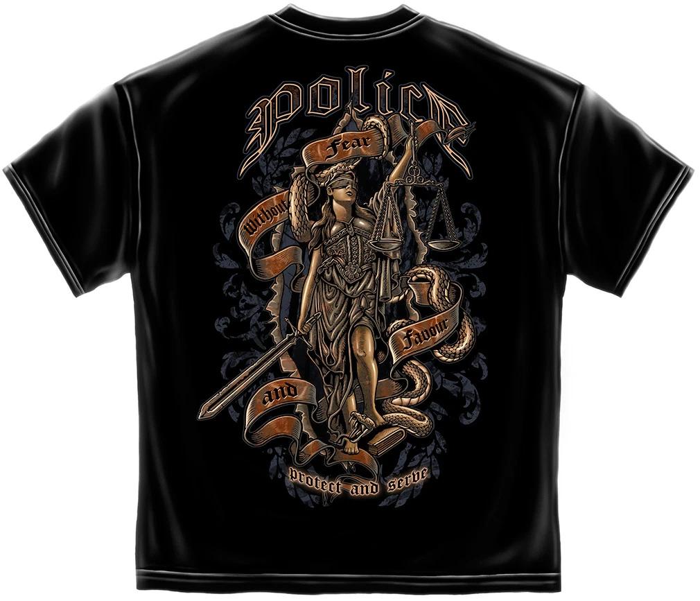 

New Police SCALE OF JUSTICE T Shirt Serve and Protect S