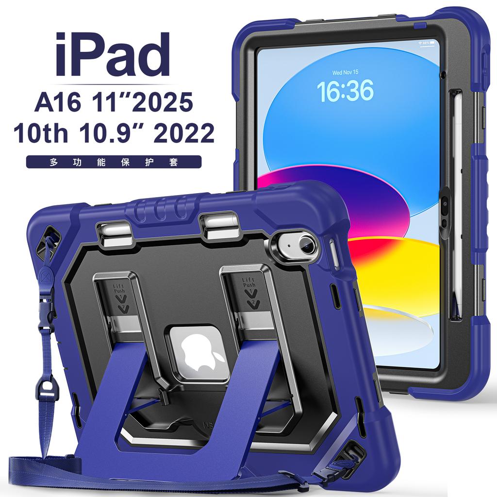 Kids Students protective cover For iPad 11th Gen A16 10th 10.9" Stand Case cover with shoulder strap and pen slot