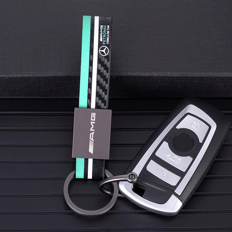 Car Emblem Leather Key Fobs Keyring racing Keychain For Mercedes Benz A B C E S GLK GLE GLS GLC SLK Class AMG Keychain Accessory SK1