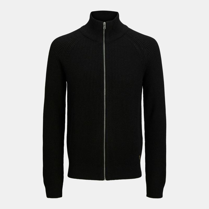 Gilet zippé en maille tricoté avec col cheminée Homme JACK & JONES