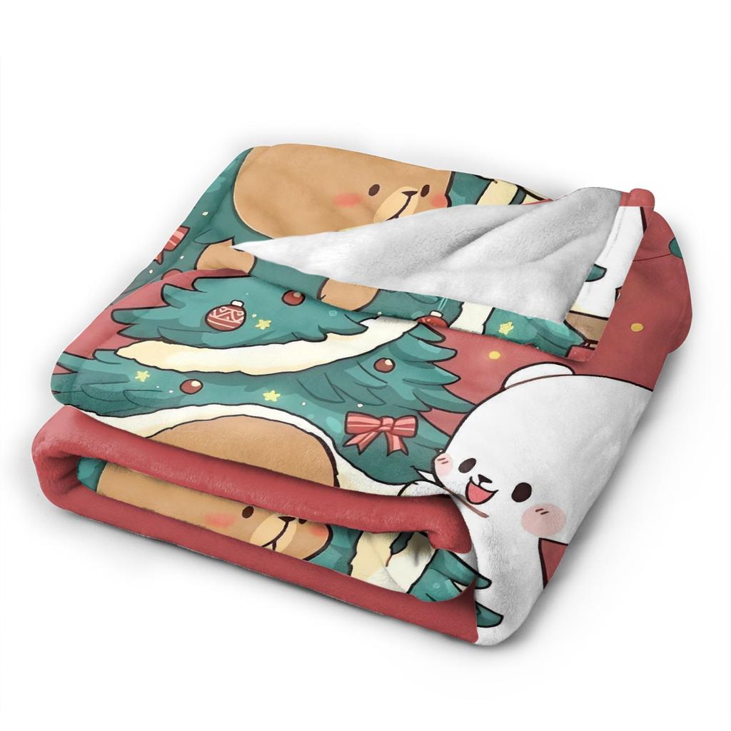 Bubu and Dudu Xmas Panda Couple Merry Christmas Soft Warm Blanket  Airplane Plush Bedding Throw Flannel Bedspread Sofa Bed Cover