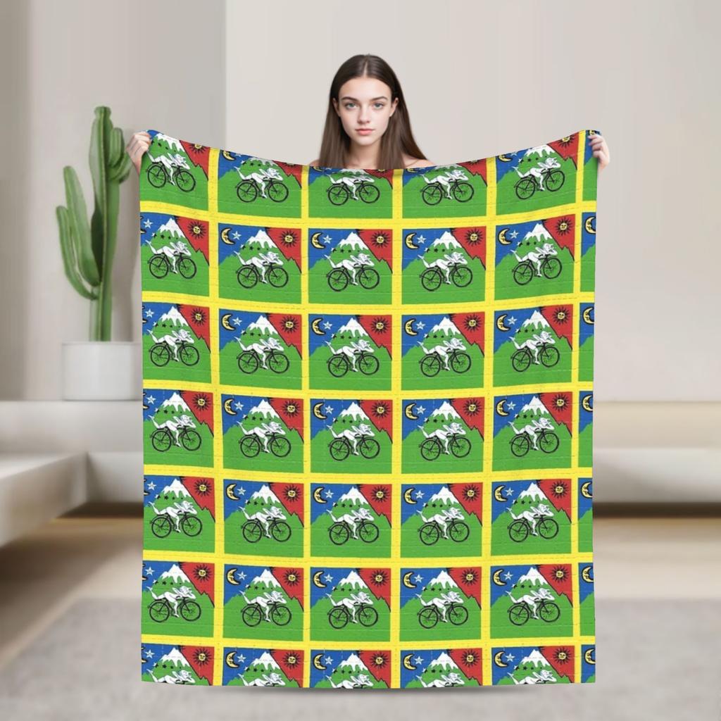 Soft Blanket Girls Boys Travel Albert Hofmann LSD Bicycle Day Throw Blanket Flannel Bedspread For Chair Novelty Sofa Bed Cover