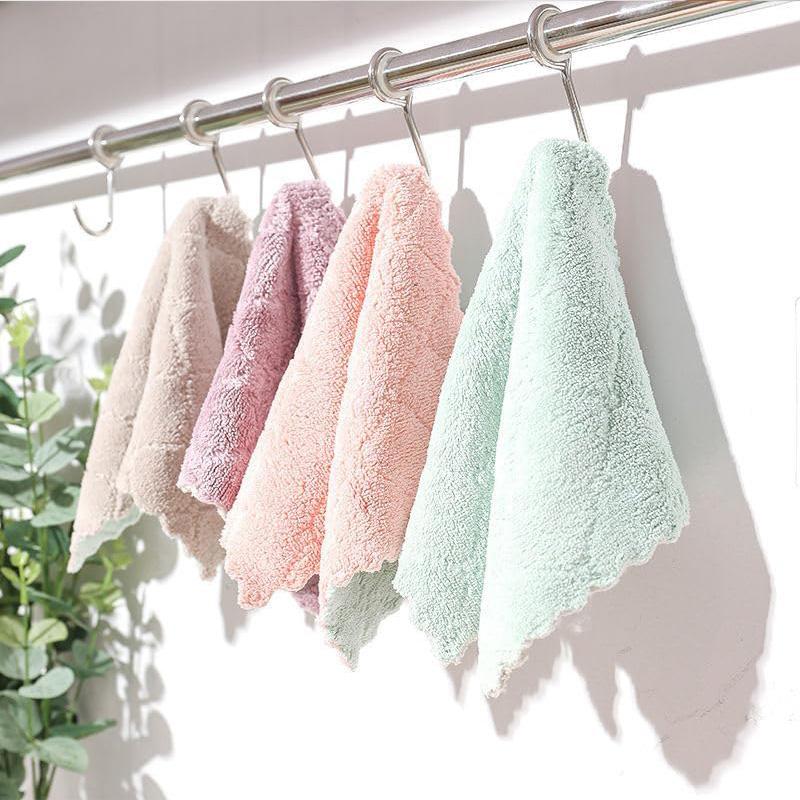 Soft Quick Dry Rags Reusable Washcloths Non Stick Oil Cloths Cleaning Cloth Kitchen Cloth Dish Absorbent Coral Velvet Dishtowels