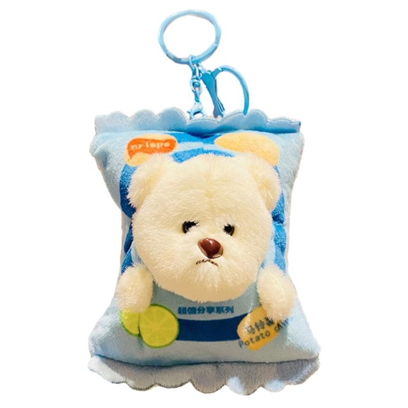 Cartoon Plush Keychain Stylish Keyring Holder for Women Girls Stuffed Pendant Hanging Ornament Bag Charm Decoration