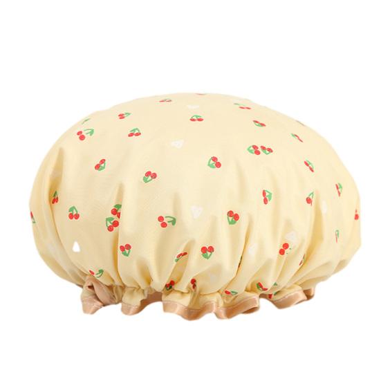 

Waterproof Shower Cap with Elastic Bath Cap Comfortable Edge Cherry Pattern Dual Layer Shower Cap жёлтый