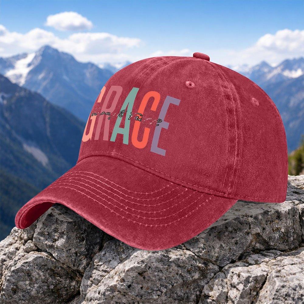 Grace Printed Vintage Baseball Cap Washed Duckbill Street Hiphop Hat For Outdoor Sports Leisure Vacation