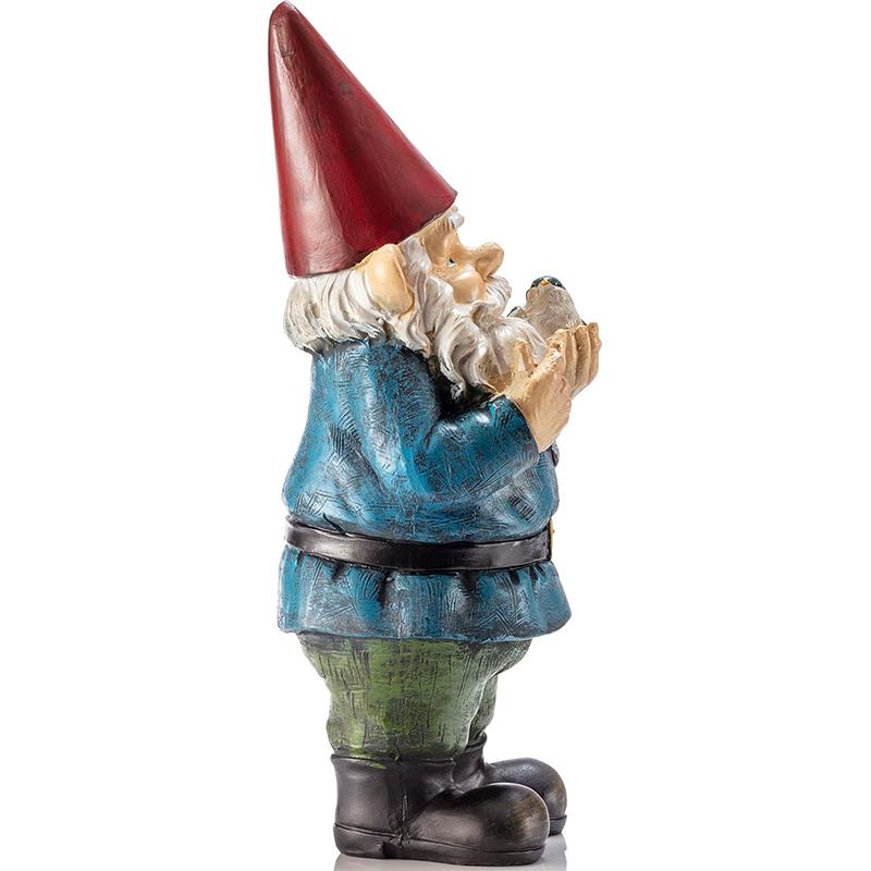 WTEMPO 1PC Christmas Decor Santa Claus Design Indoor Outdoor Decor Statuette with Bird Home Yard Garden and Farm Resin Ornament Festival Handicrafts