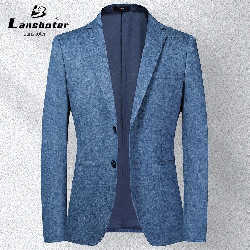 

Lansboter, костюм для отдыха, весна и осень, новый эластичный мужской костюм, корейский тонкий трендовый маленький костюм для молодежи и среднего возраста