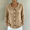 Maglione casual da donna in maglia con bottoni e colletto rovesciato, Pullover colorato