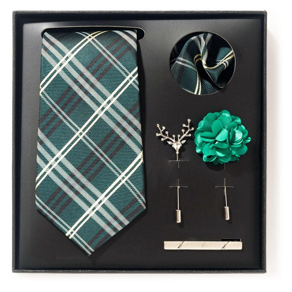 Tie Men'S Net Color Striped Cashew Flower Men'S Tie High Sense 6-Piece Gift Box Men'S Suit Accessories