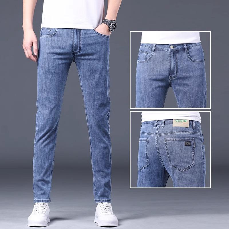 

Весна и осень зима новые мужские обычные джинсы облегающие прямые эластичные деловые универсальные длинные брюки 40
