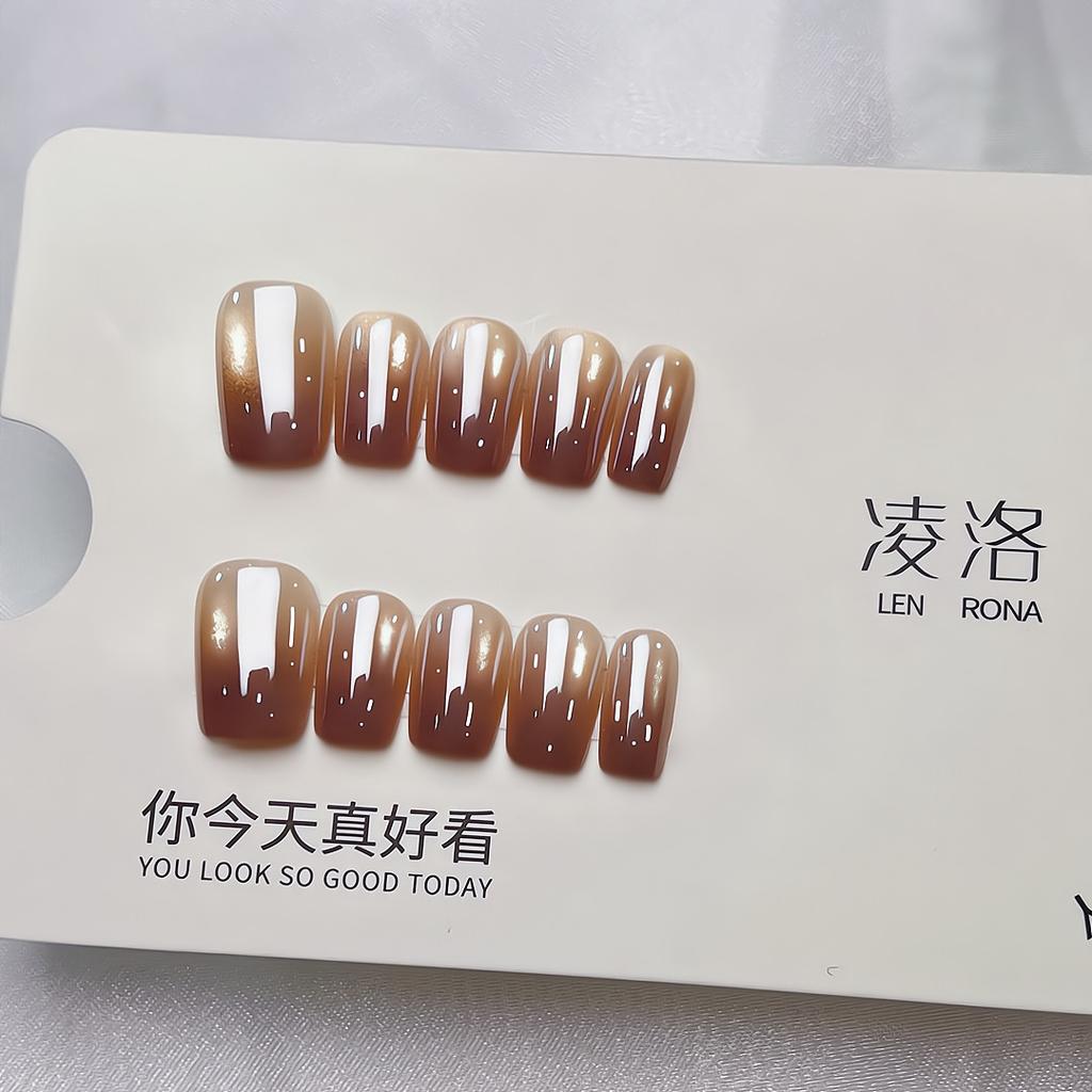 Press-on Nägel Katzenauge Falsche Nägel mit Glitzer Design Künstliche Acryl Nägel Glänzende Falsche Nägel Vollabdeckung Aufkleb-Nägel Klebe-Nägel für Damen