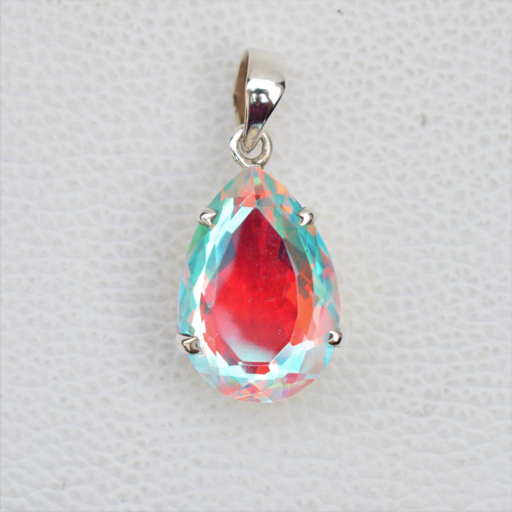 Angel Aura Quartz Pendant, Handmade Pendant, 925 Sterling Silver Pendant, Teardrop Quartz Pendant, Anniversary Pendant