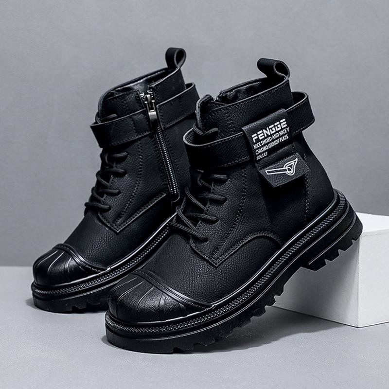 

Child Ankle Boots PU Leather Skateboard Designer Outdoor Fashion Working Keeping Warm Men Sneakers Casual Shoes for Man 2024 New 31 чорний