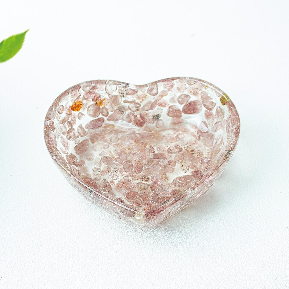 Piatto a Cuore in Resina con Riempimento di Cristallo Naturale per Arredamento Casa e Regalo