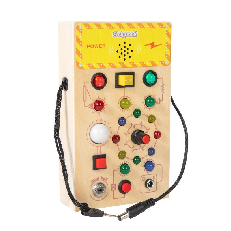 LED Holz Aktivitätswürfel - Kleinkind Lernspielzeug für 4-6 Jährige mit Einschaltknopf und Ampelfunktionen