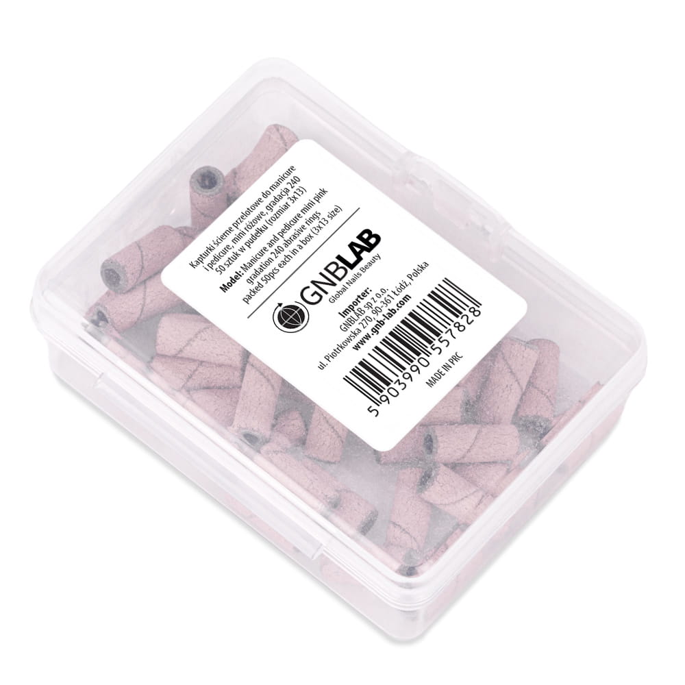 Kapturki Do Manicure I Pedicure Mandrele Nakładki Ścierne Mini Cylinder 3Mm Gradacja #240 Różowe 50 Szt.