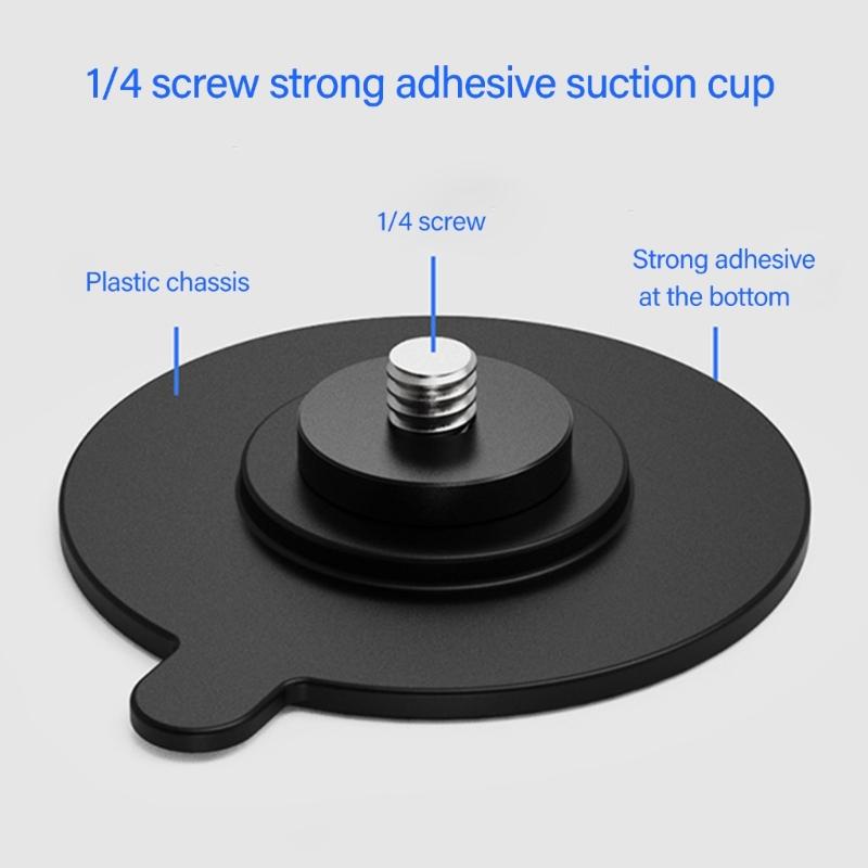 Lightweight Aluminum Alloy 1/4inch Male Screw Suction Cup Holder Base for Action Cameras On Tile Metal Glass Surfaces