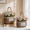 Handwoven Straw Basket: Pastoral Flower & Succulent Pot, Creative Handbag Flower Arrangement, Fruit Storage