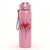 1PC Red Spider Web Abstract Print 750ml Color Plastic Sports Water Bottle Leakproof Flip Straw Lid Suitable for Sports Office Home Use