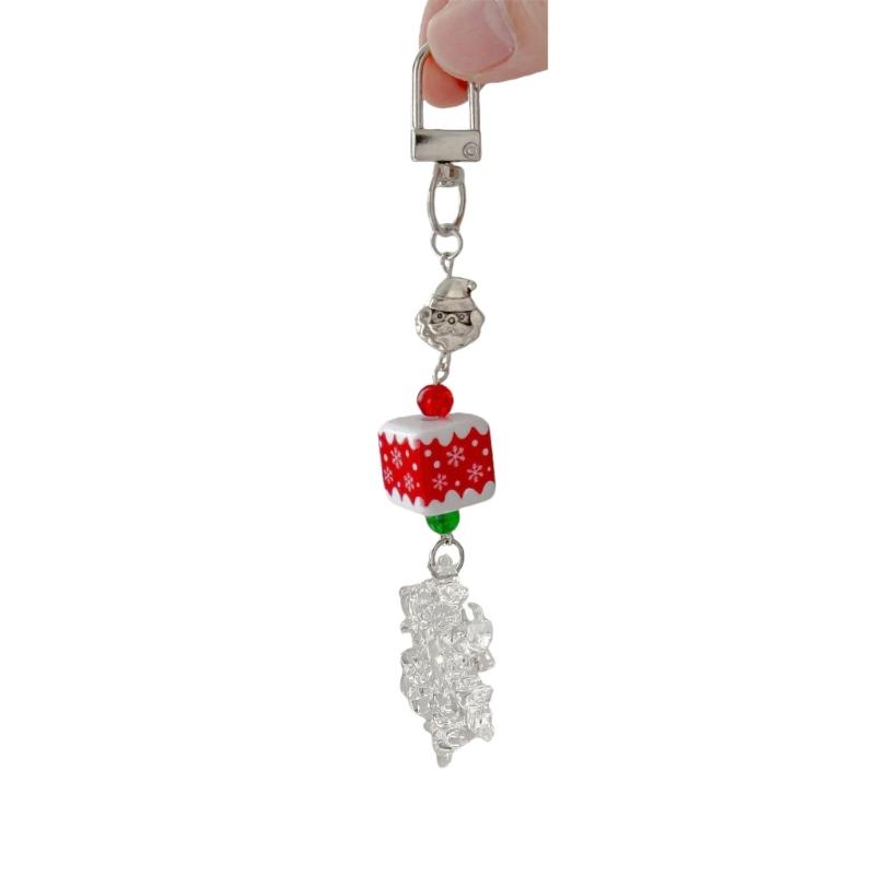 Festival Christmas Bead Mobile Strap Phone Pendant Alloy Phone Strap Resin Alloy Texture Perfect for Bags or Keys
