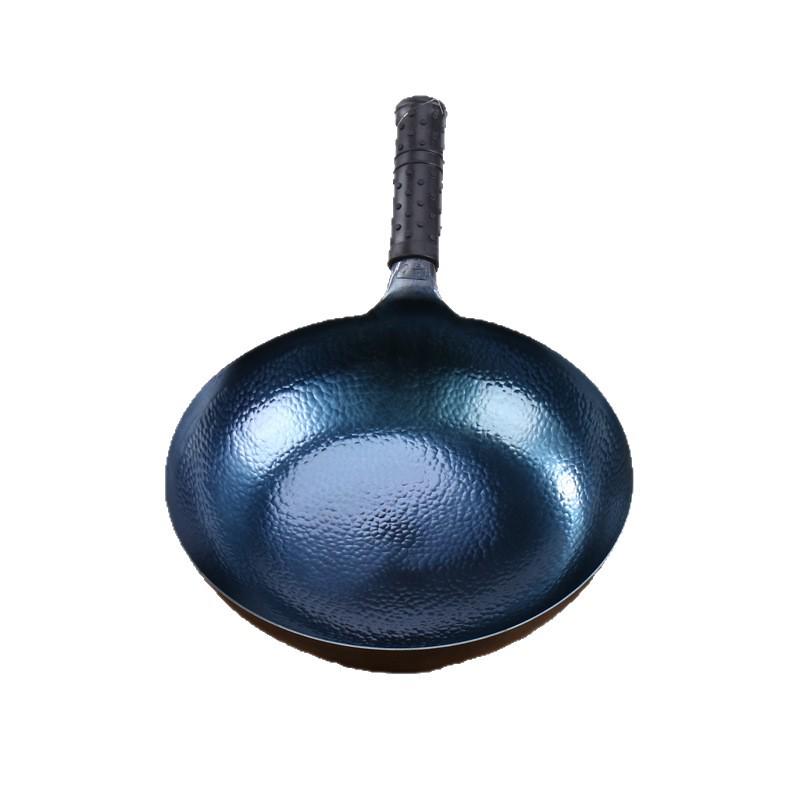 Zhangqiu Iron Handle Fish Scale Wok: Durable, Non-Stick, Handmade Frying and Stir-Fry Pan for Household Use.