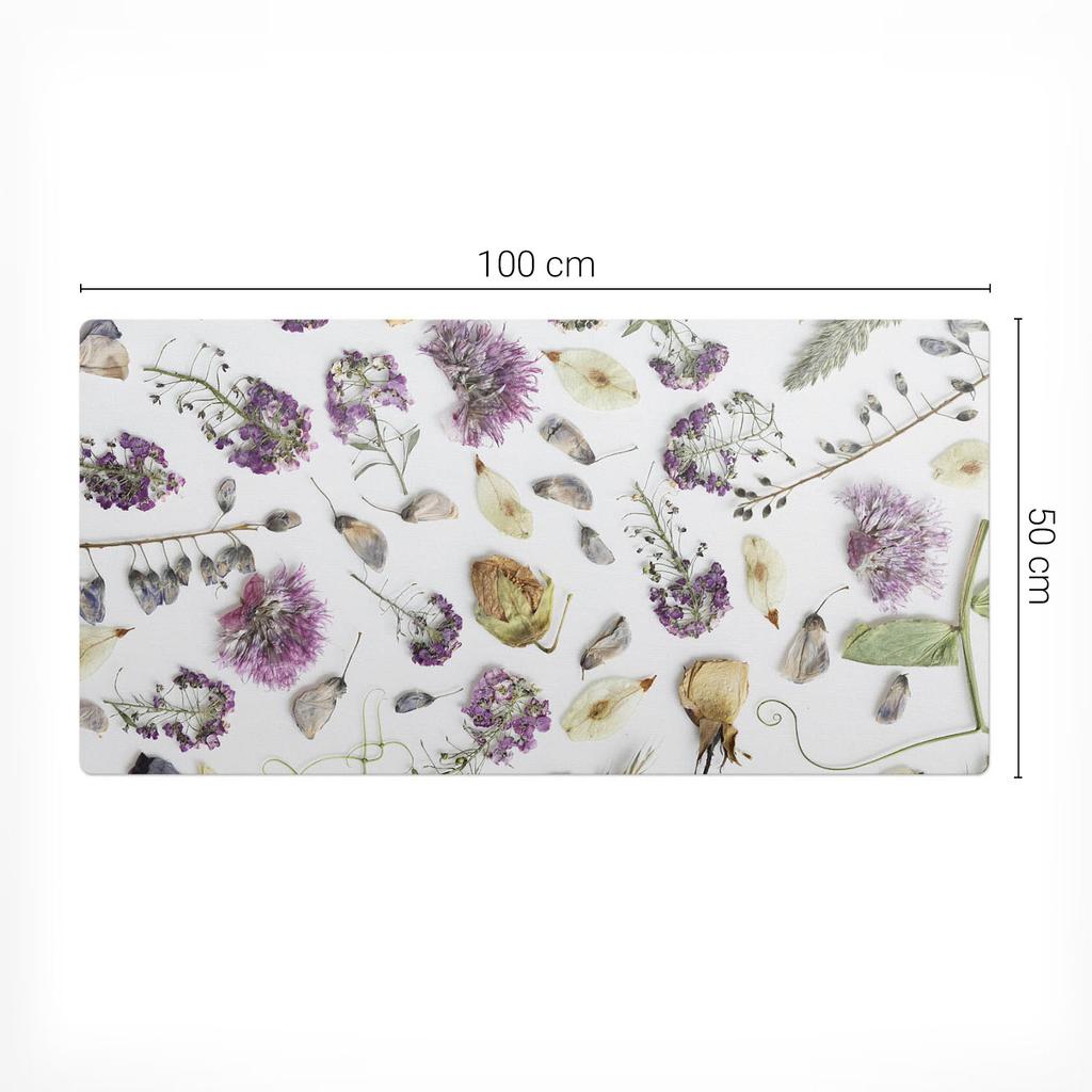 Protective Desk Mat with Dried Flowers Graphic Puzzle 100X50 Cm