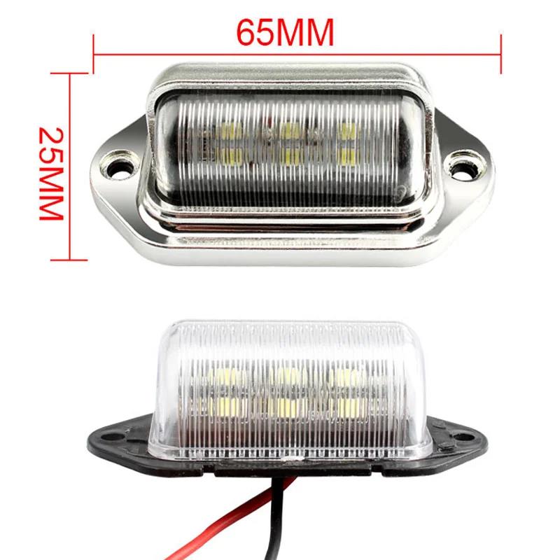 2PCS 6 LED Car License Number Plate Light For SUV Truck Trailer Van Tag Step Lamp White Bulbs Car Products License Plate Lights License Plate Lights
