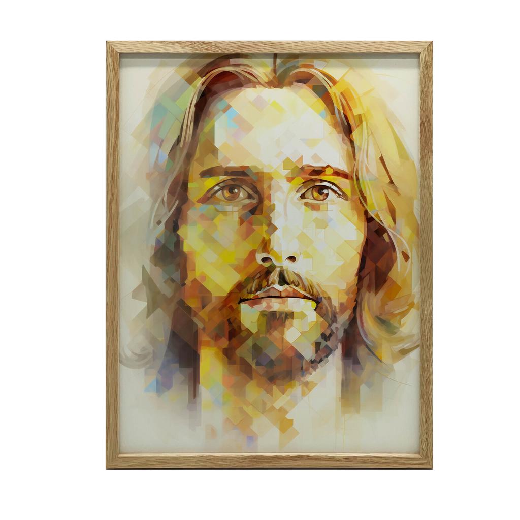 Nowoczesne Oblicze Jezusa Nowoczesne Oblicze Jezusa, 30X40 Cm, Rama Drewniana Ciemny Brąz, Papier Matowy 230 Gsm