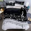 Piano Key Keyboard 3D Printed Quilt Cover Set Soft Home Textiles Bedding Cover Pillowcase Black White Note Style Duvet Cover Set
