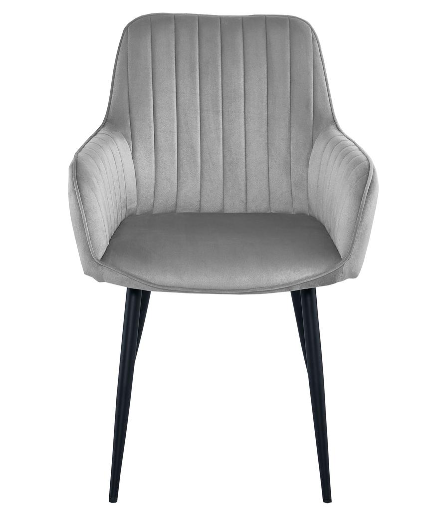 SOLDEN chair - silver-gray velvet / black legs x 1