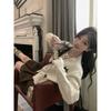 Short Knitted Cardigan Women's Autumn New Bow Design Loose Long-sleeved Sweater Jacket