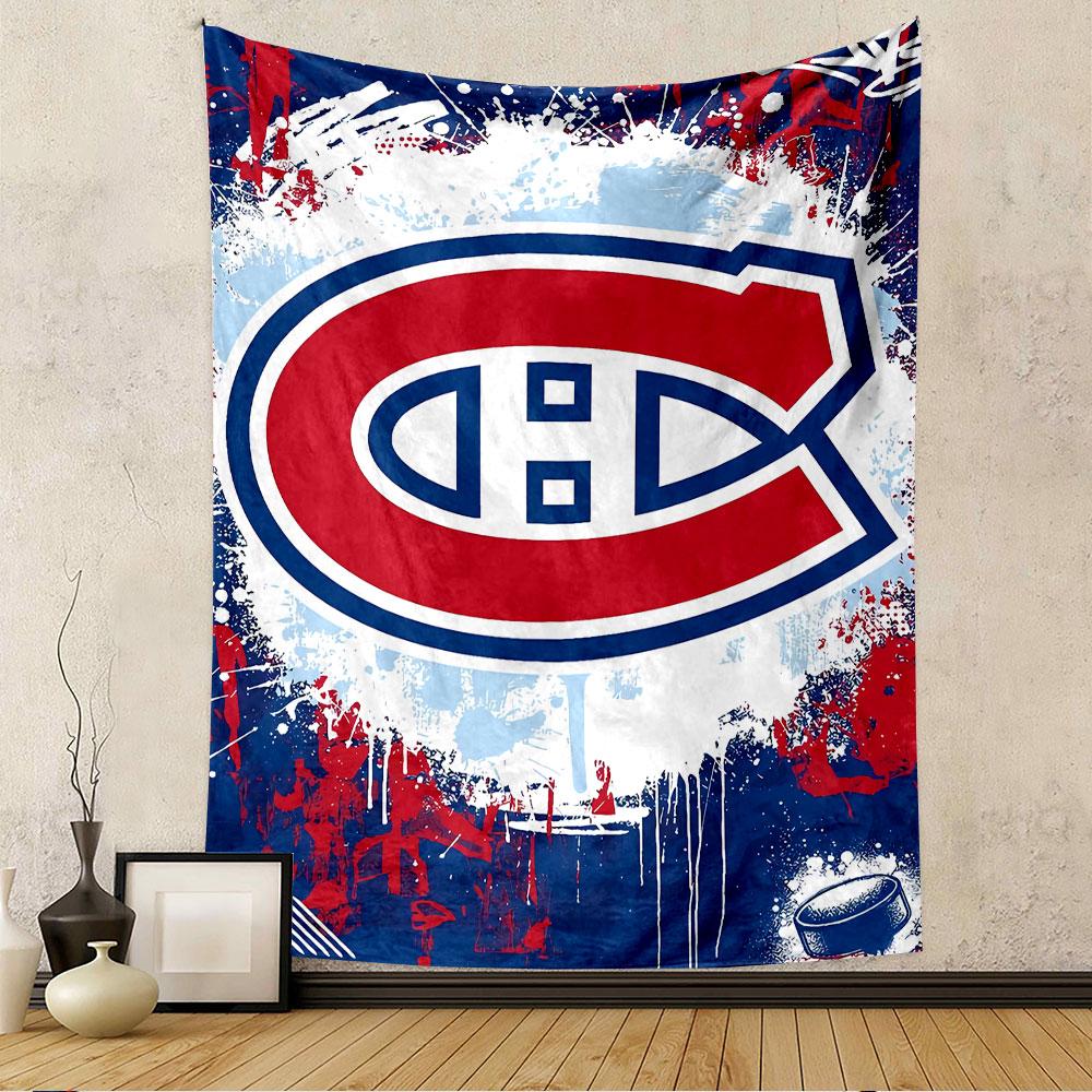 Montreal Canadiens Tapestry Wall Hanging, NHL Hockey Team Logo Poster, Sports Wall Decor for Bedroom Living Room Dorm