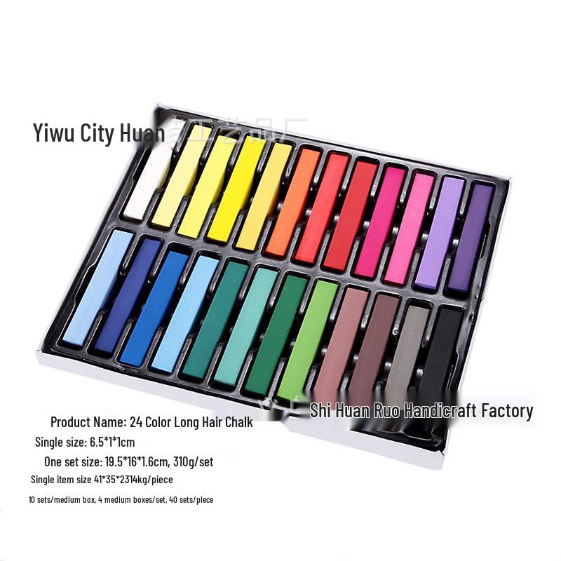 24-Color Temporary Hair Chalk Crayons – Soft, Easy-To-Use, EN71 Certified