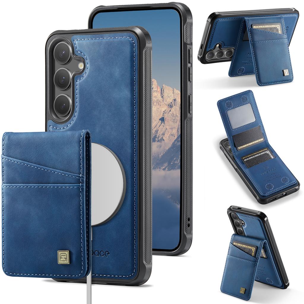 Für Samsung Galaxy S25+/Galaxy S24+ Hülle AUTSPACE A12 Leder-Rückseite mit magnetisch abnehmbarer Kartenhalterung Ständer