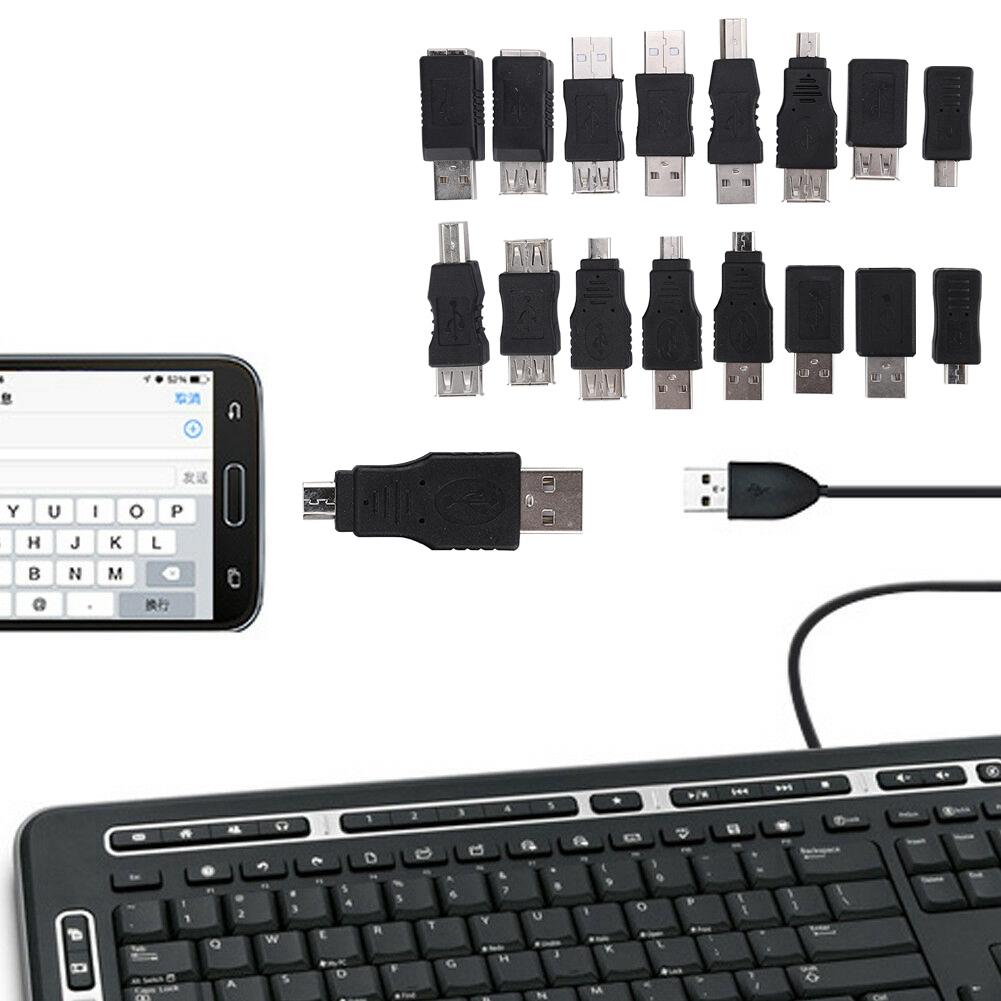 16PCS Multipurpose USB2.0 Adapter Converter USB Male To Female Micro USB