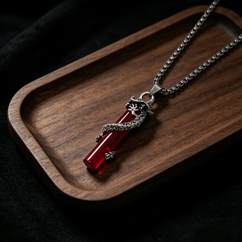 Hetian Green Jade Retro Sword Pendant: Exquisite Niche Ethnic Style Necklace Accessory